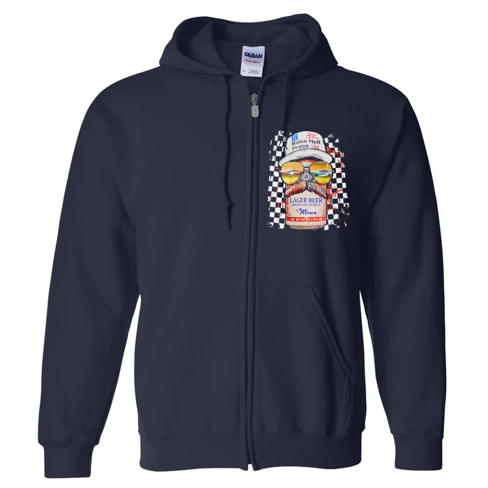 Graphic Motorsport Retro 90s Racing Retro Drinking Beer Full Zip Hoodie