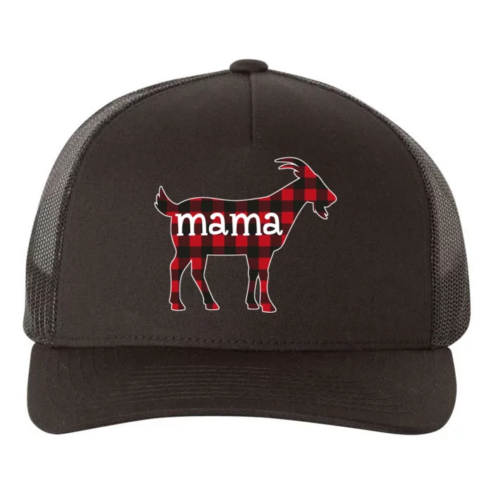 Goat Mama Red Plaid Merry Goatmas Christmas Mom Goat Lovers Long Sleeve Yupoong Adult 5-Panel Trucker Hat