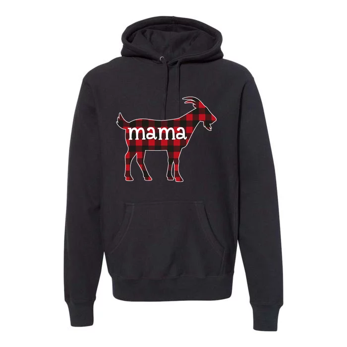 Goat Mama Red Plaid Merry Goatmas Christmas Mom Goat Lovers Long Sleeve Premium Hoodie