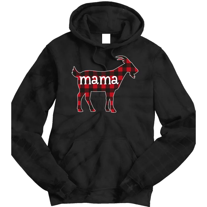 Goat Mama Red Plaid Merry Goatmas Christmas Mom Goat Lovers Long Sleeve Tie Dye Hoodie