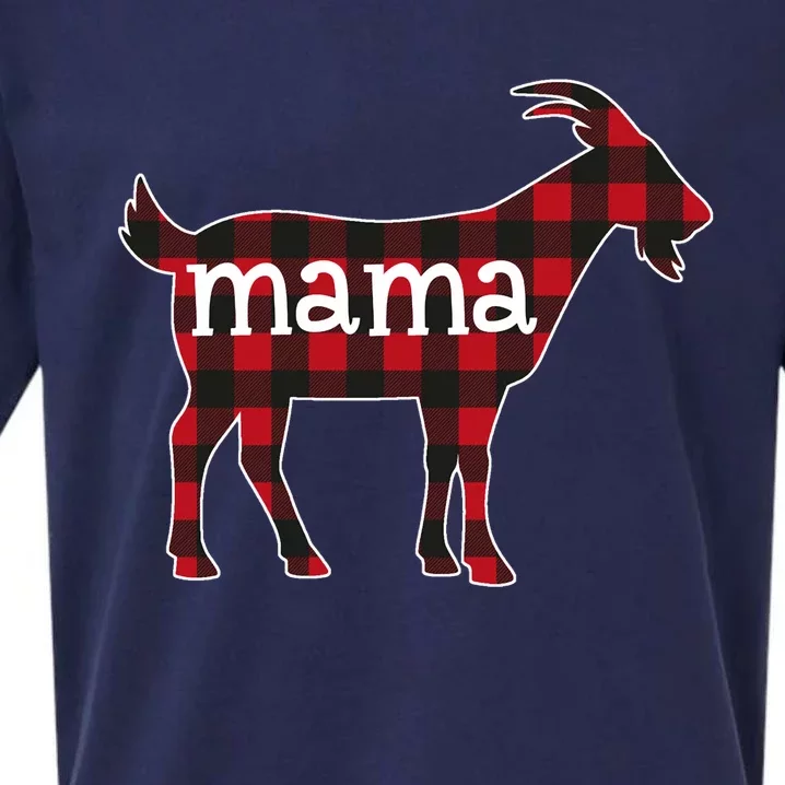 Goat Mama Red Plaid Merry Goatmas Christmas Mom Goat Lovers Long Sleeve Sueded Cloud Jersey T-Shirt