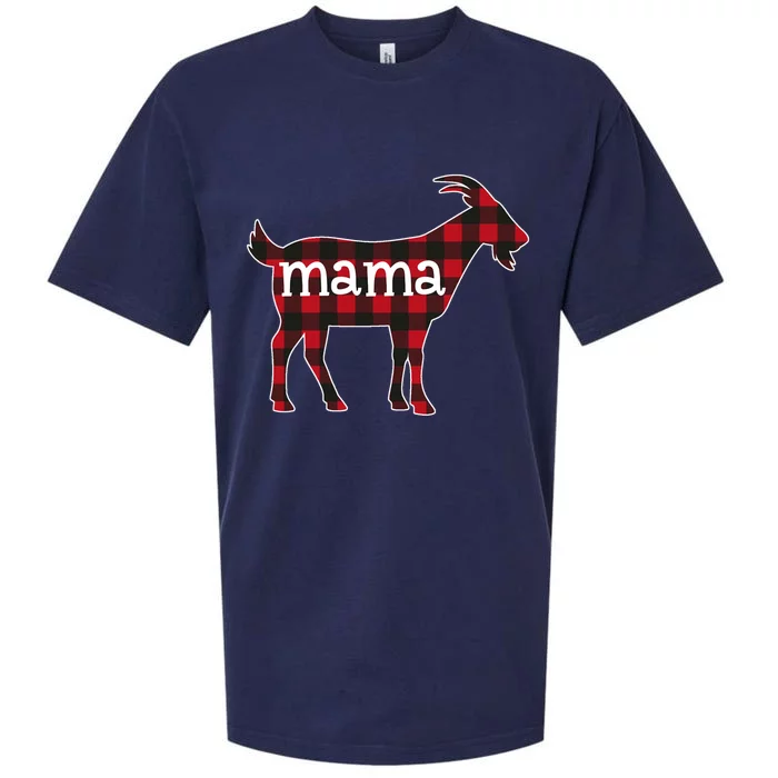 Goat Mama Red Plaid Merry Goatmas Christmas Mom Goat Lovers Long Sleeve Sueded Cloud Jersey T-Shirt