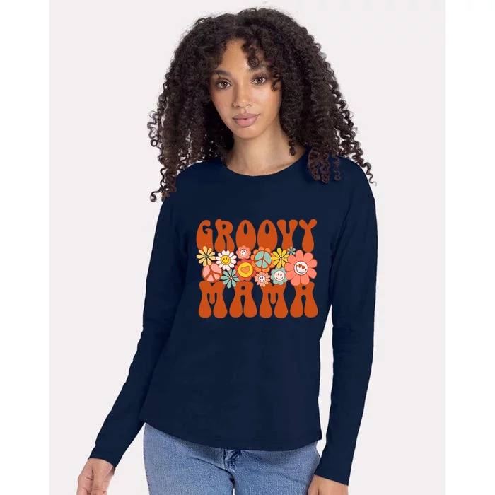 Groovy Mama Retro Matching Family Baby Shower Mother's Day Womens Cotton Relaxed Long Sleeve T-Shirt