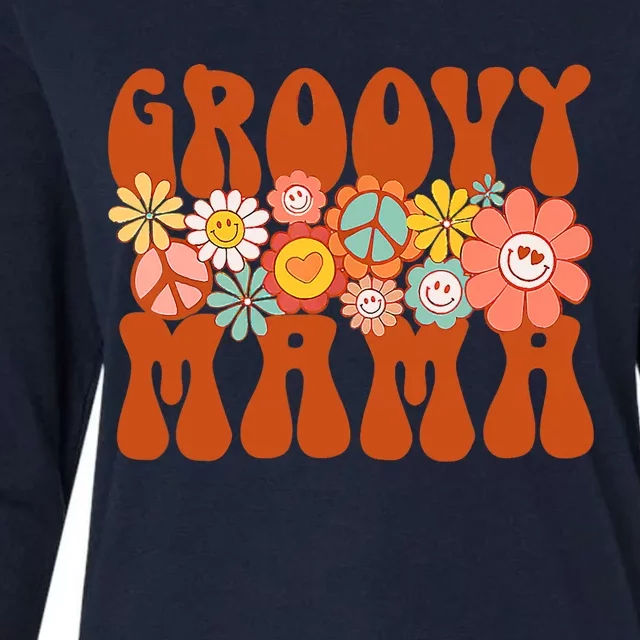 Groovy Mama Retro Matching Family Baby Shower Mother's Day Womens Cotton Relaxed Long Sleeve T-Shirt