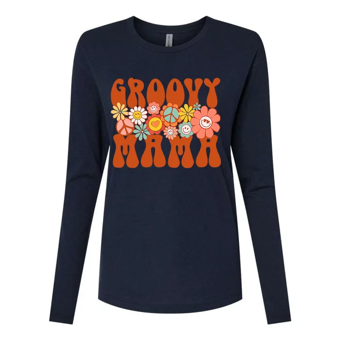 Groovy Mama Retro Matching Family Baby Shower Mother's Day Womens Cotton Relaxed Long Sleeve T-Shirt