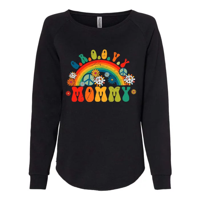 Groovy Mommy Retro Rainbow Colorful Flowers Design Mom Womens California Wash Sweatshirt