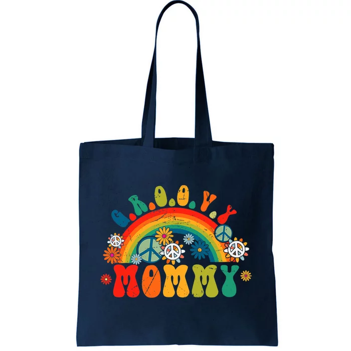 Groovy Mommy Retro Rainbow Colorful Flowers Design Mom Tote Bag