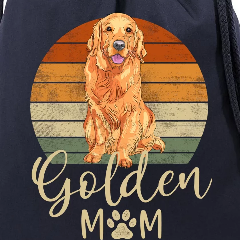 Golden Mom Retro Sunset Golden Retriever Lover Gift Dog Mama Gift Drawstring Bag