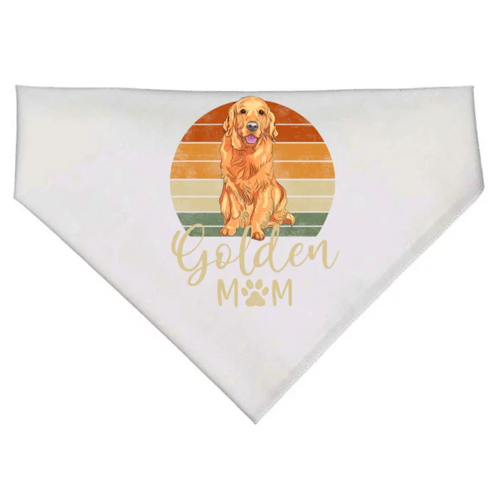 Golden Mom Retro Sunset Golden Retriever Lover Gift Dog Mama Gift USA-Made Doggie Bandana