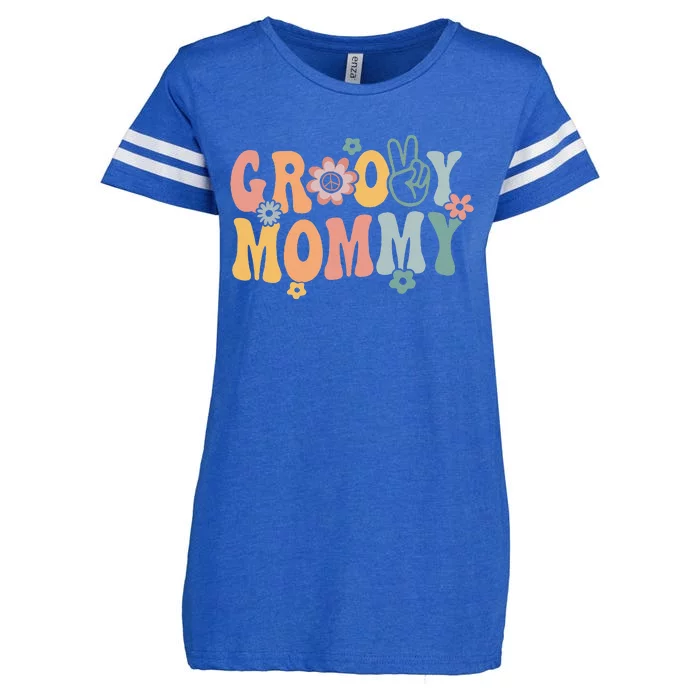 Groovy Mommy Retro Mom Matching Family 1st Birthday Party Enza Ladies Jersey Football T-Shirt