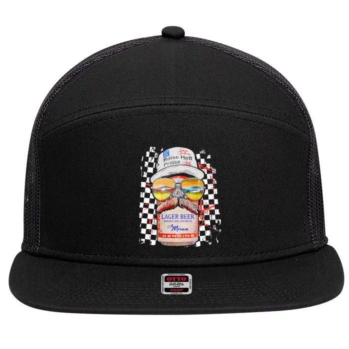 Graphic Motorsport Retro 90s Racing Retro Drinking Beer 7 Panel Mesh Trucker Snapback Hat