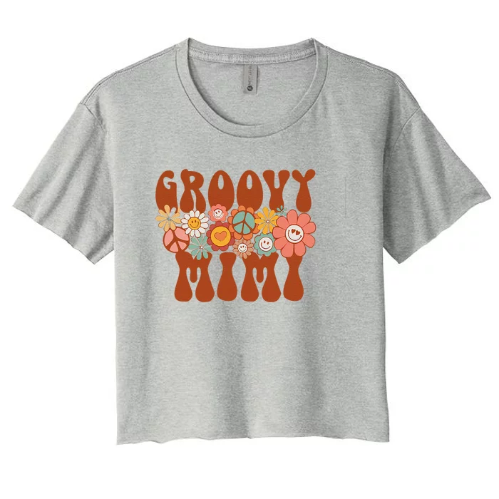 Groovy Mimi Retro Matching Family Baby Shower Mother's Day Women's Crop Top Tee