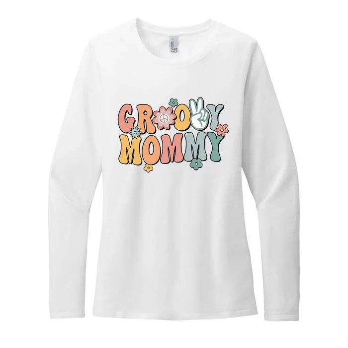 Groovy Mommy Retro Mom Matching Family 1st Birthday Party Womens CVC Long Sleeve Shirt