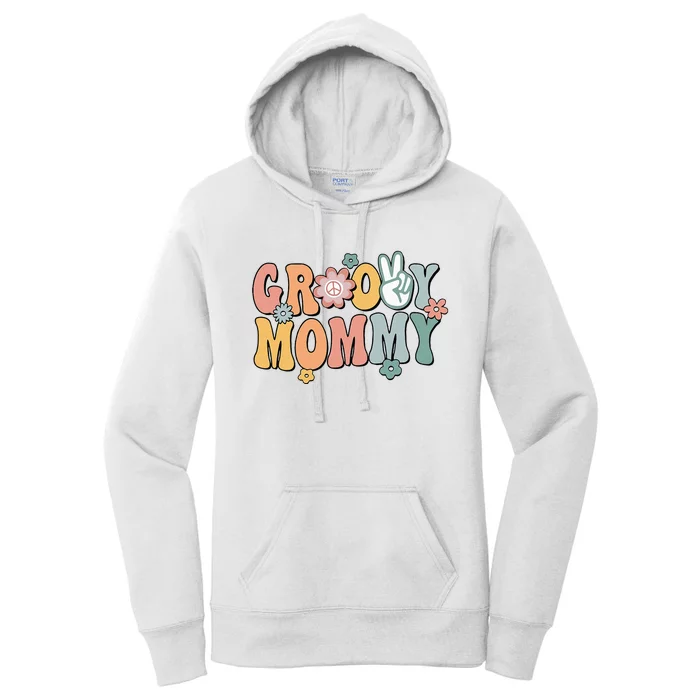 Groovy Mommy Retro Mom Matching Family 1st Birthday Party Women's Pullover Hoodie