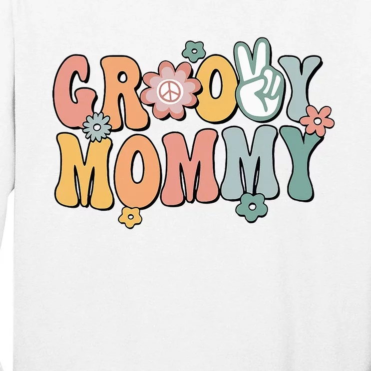 Groovy Mommy Retro Mom Matching Family 1st Birthday Party Tall Long Sleeve T-Shirt