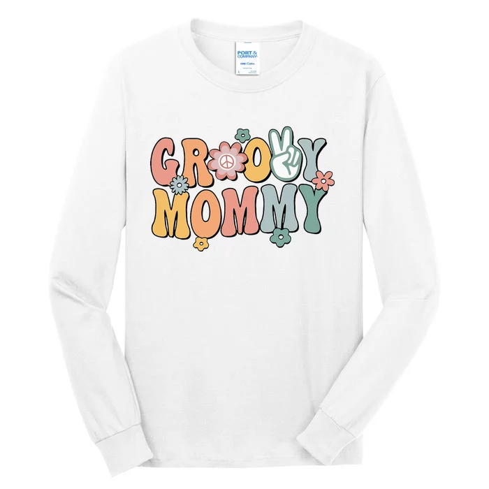 Groovy Mommy Retro Mom Matching Family 1st Birthday Party Tall Long Sleeve T-Shirt