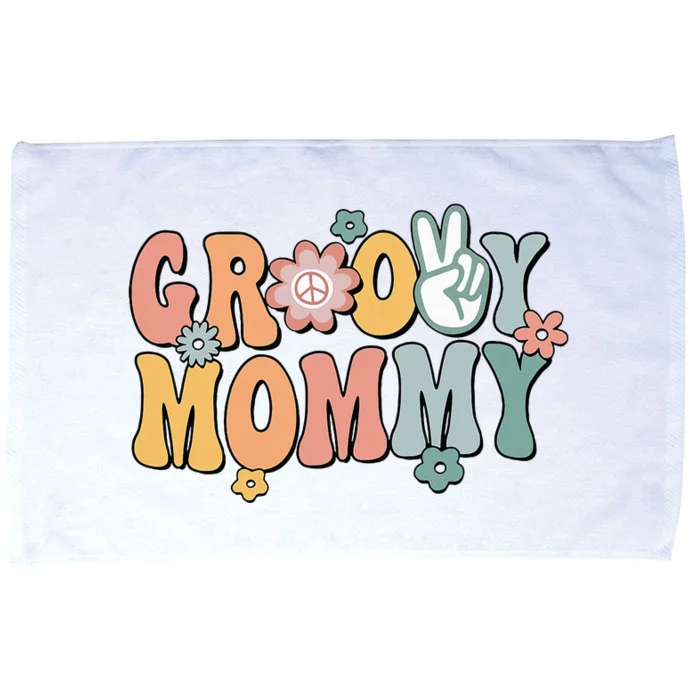 Groovy Mommy Retro Mom Matching Family 1st Birthday Party Microfiber Hand Towel