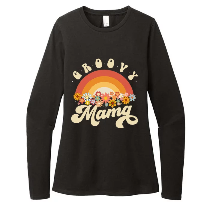 Groovy Mama Retro Rainbow Colorful Flowers Design Mom Womens CVC Long Sleeve Shirt