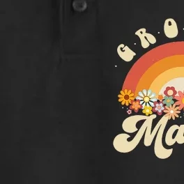 Groovy Mama Retro Rainbow Colorful Flowers Design Mom Dry Zone Grid Performance Polo