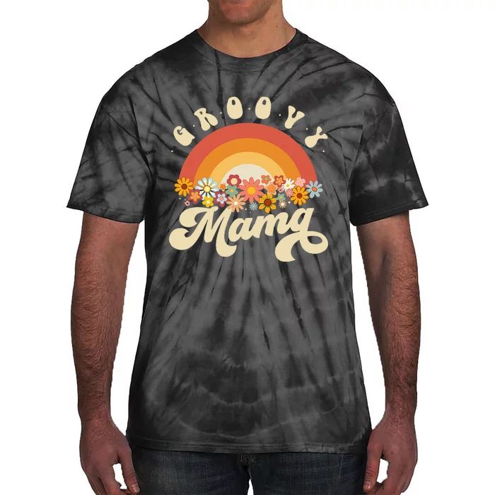 Groovy Mama Retro Rainbow Colorful Flowers Design Mom Tie-Dye T-Shirt