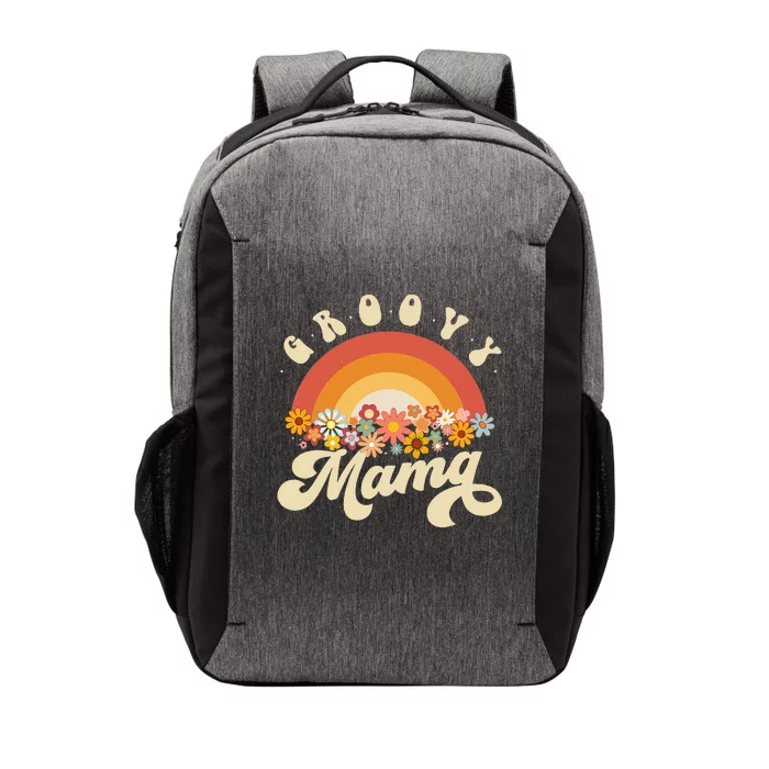 Groovy Mama Retro Rainbow Colorful Flowers Design Mom Vector Backpack