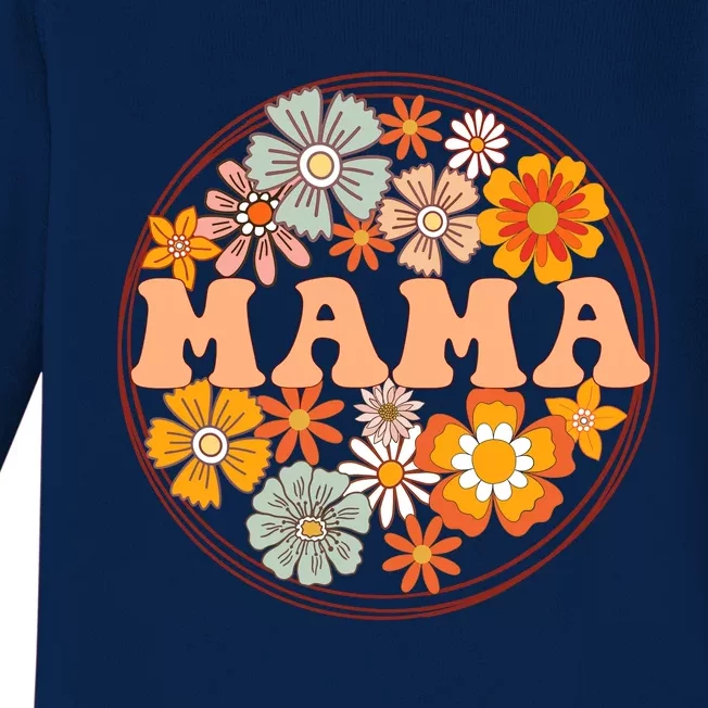 Groovy Mama Retro Flowers Wo MotherS Day Wildflower Mom Baby Long Sleeve Bodysuit