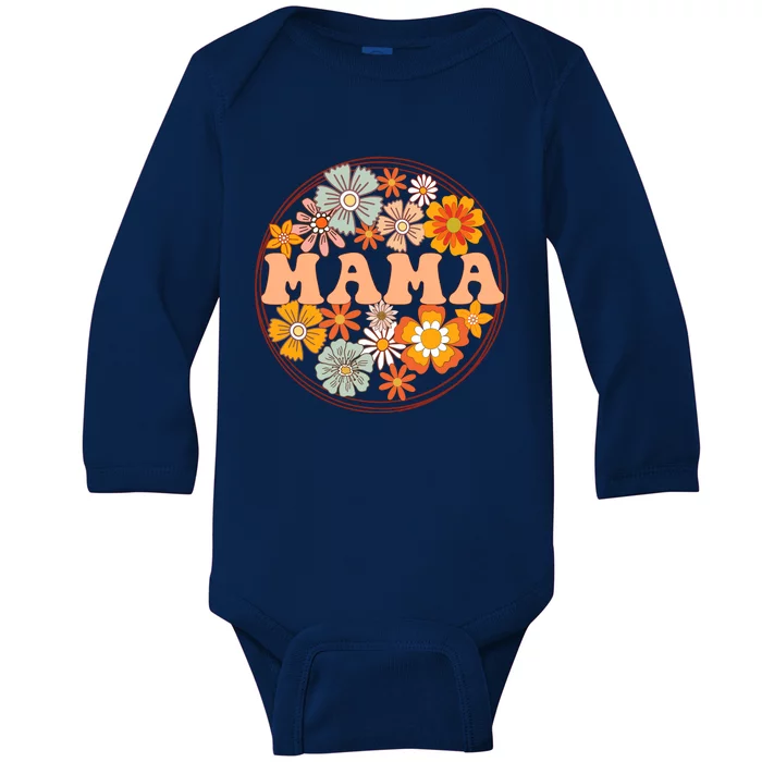 Groovy Mama Retro Flowers Wo MotherS Day Wildflower Mom Baby Long Sleeve Bodysuit