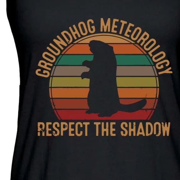 Groundhog Meteorology Respect The Shadow Gift Groundhog Day Ladies Essential Flowy Tank