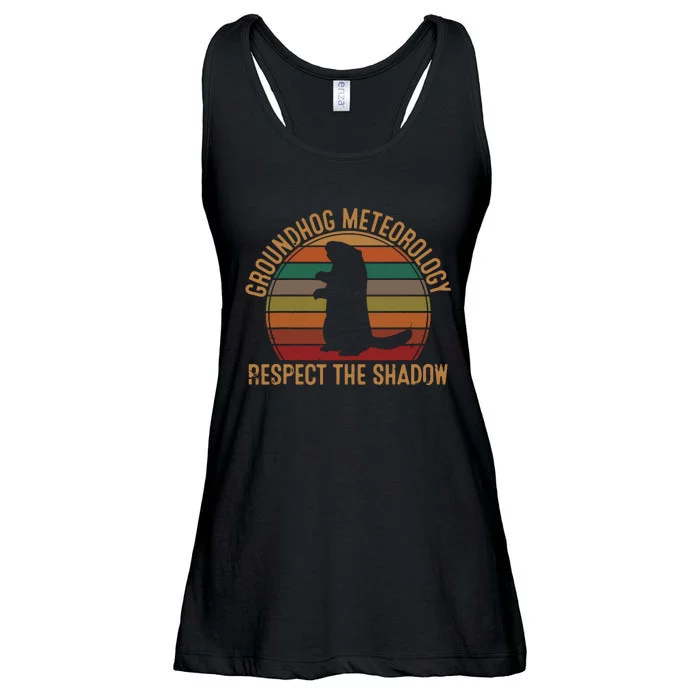 Groundhog Meteorology Respect The Shadow Gift Groundhog Day Ladies Essential Flowy Tank