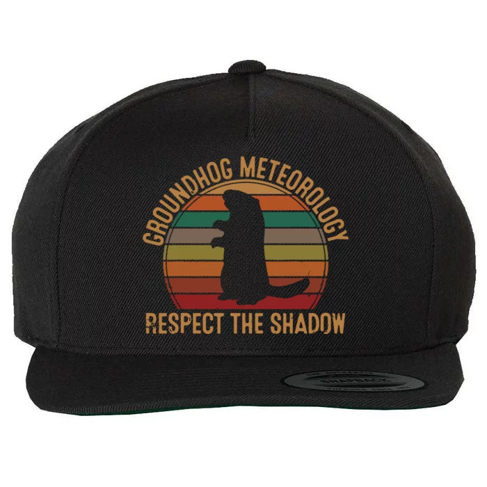 Groundhog Meteorology Respect The Shadow Gift Groundhog Day Wool Snapback Cap