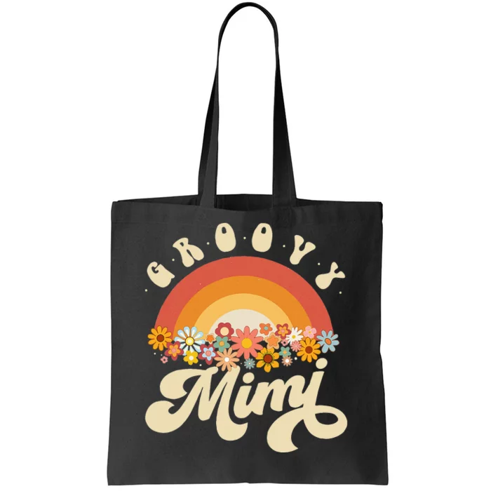 Groovy Mimi Retro Rainbow Colorful Flowers Design Grandma Tote Bag