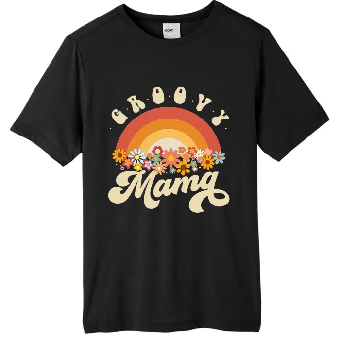 Groovy Mama Retro Rainbow Colorful Flowers Design Mom ChromaSoft Performance T-Shirt