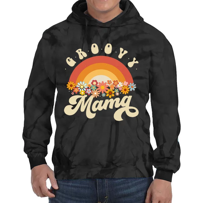 Groovy Mama Retro Rainbow Colorful Flowers Design Mom Tie Dye Hoodie