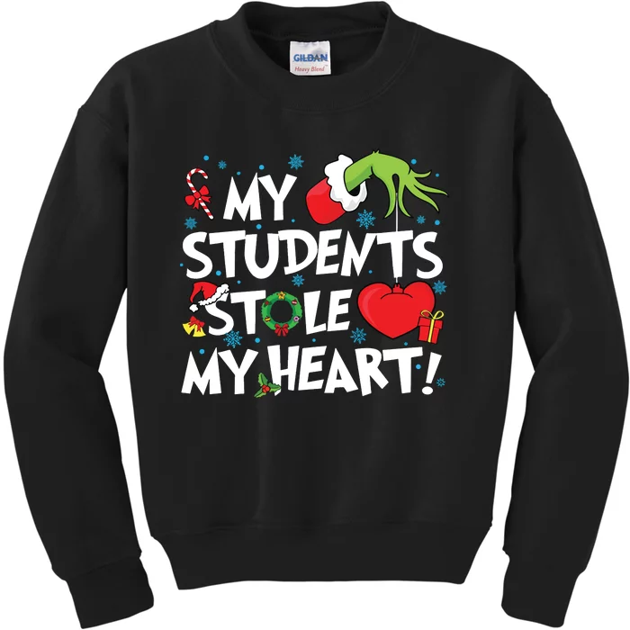 Grinchmas My Student Stole My Heart Teacher Christmas Kids Sweatshirt