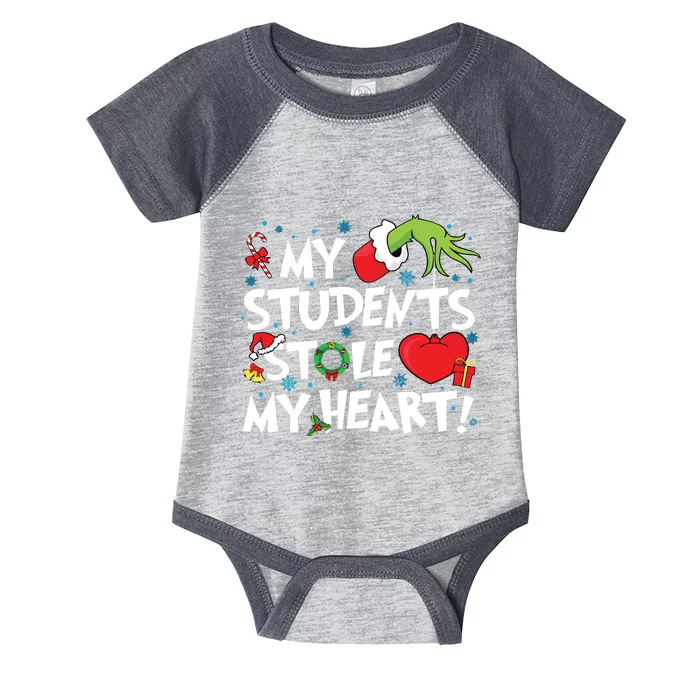 Grinchmas My Student Stole My Heart Teacher Christmas Infant Baby Jersey Bodysuit