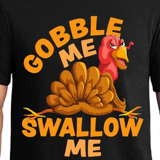 Gobble Me Swallow Me Funny Thanksgiving Turkey Design Pajama Set