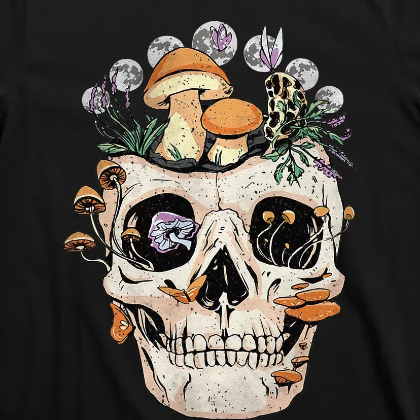 Goth Mushroom Skull Mycologist Fungi T-Shirt