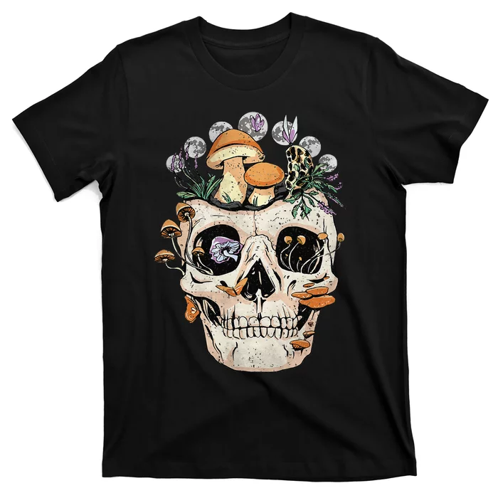 Goth Mushroom Skull Mycologist Fungi T-Shirt