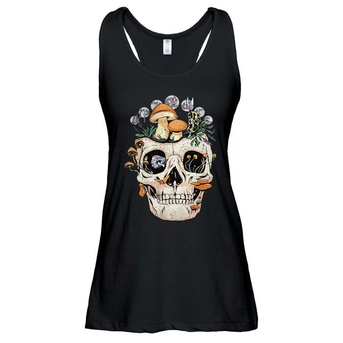 Goth Mushroom Skull Mycologist Fungi Ladies Essential Flowy Tank