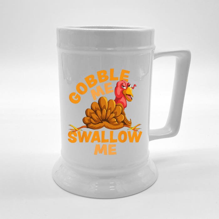 Gobble Me Swallow Me Funny Thanksgiving Turkey Design Front & Back Beer Stein