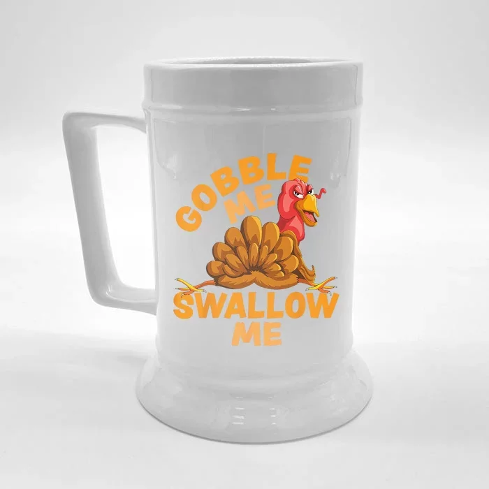 Gobble Me Swallow Me Funny Thanksgiving Turkey Design Front & Back Beer Stein