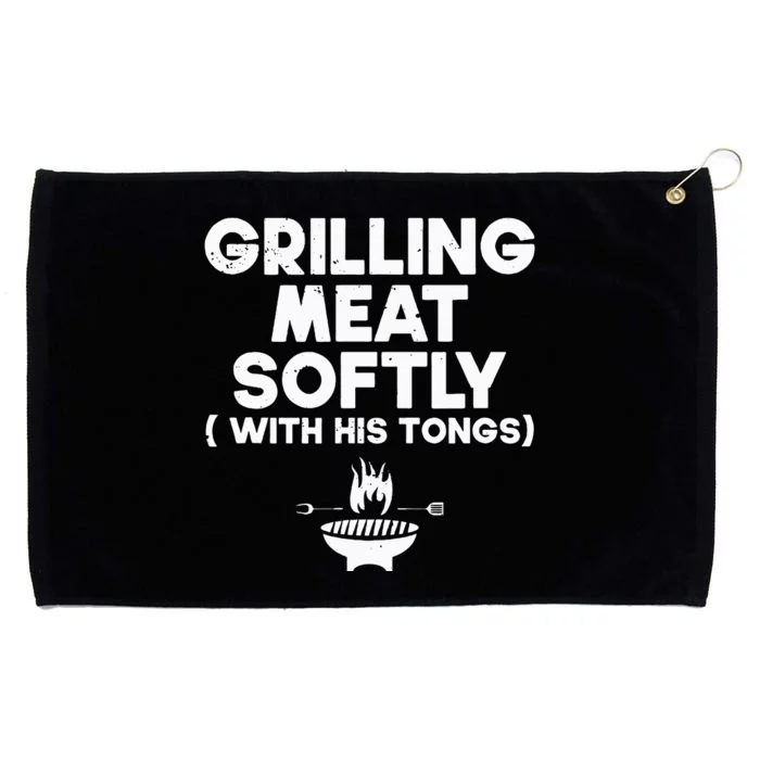 Grilling Meat Softly With His Tongs Bbq Grommeted Golf Towel