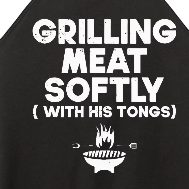 Grilling Meat Softly With His Tongs Bbq Women’s Perfect Tri Rocker Tank