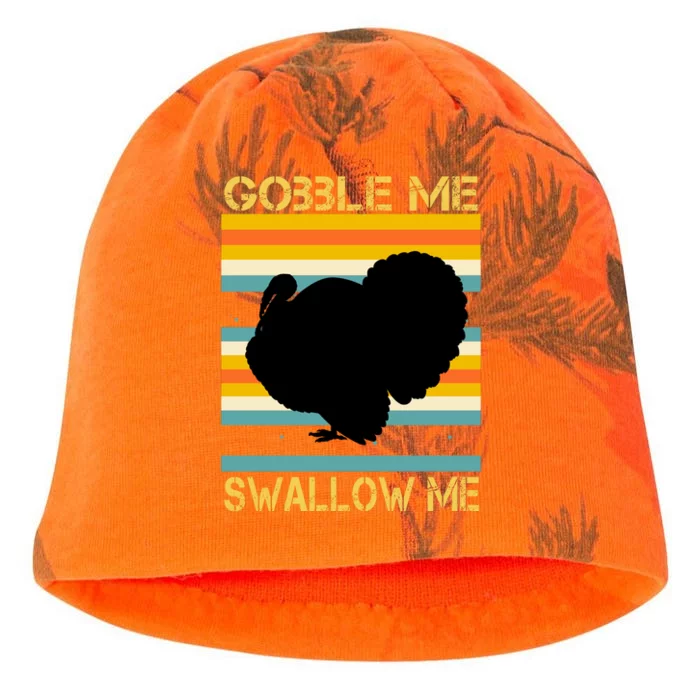 Gobble Me Swallow Me Funny Turkey Kati - Camo Knit Beanie