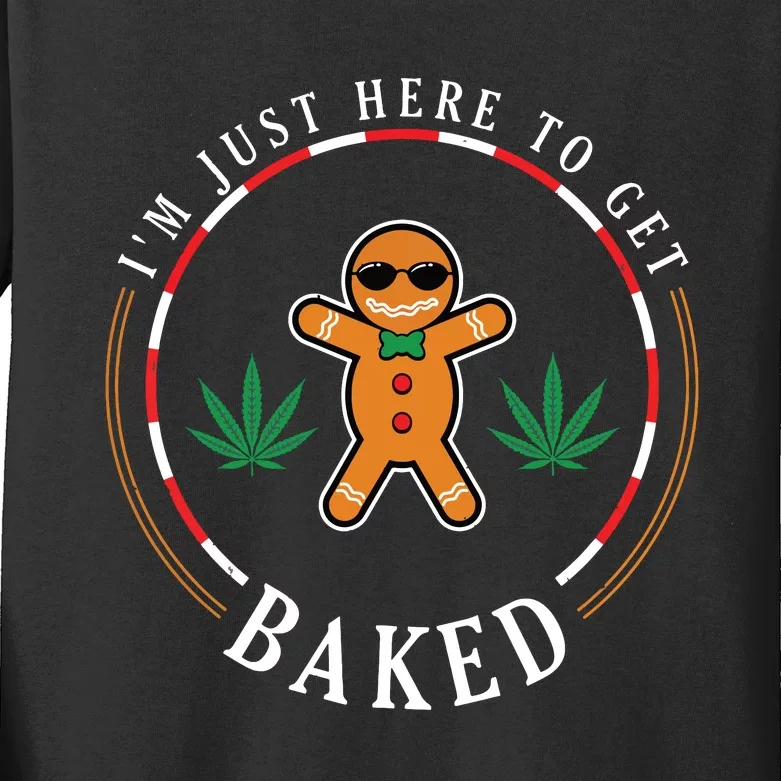 Gingerbread Man Smoking Weed Cannabis Marijuana Christmas Kids Long Sleeve Shirt