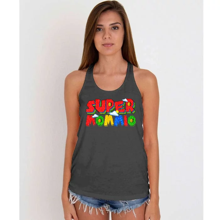 Gamer Mommio Super Mom Mother's Day Funny Gift Women's Knotted Racerback Tank