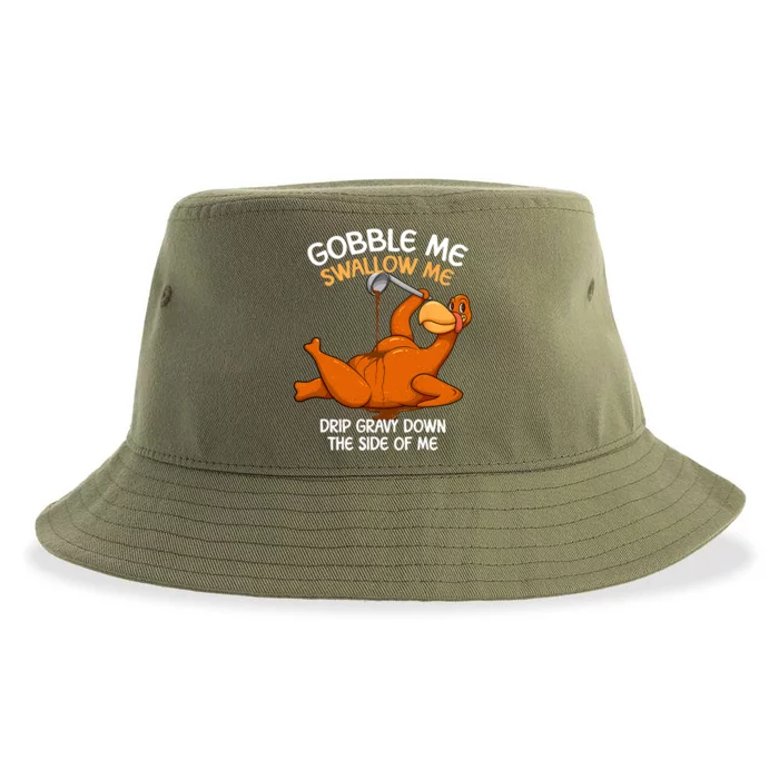 Gobble Me Swallow Me Thanksgiving Turkey Gravy Wap Lyrics Gift Sustainable Bucket Hat