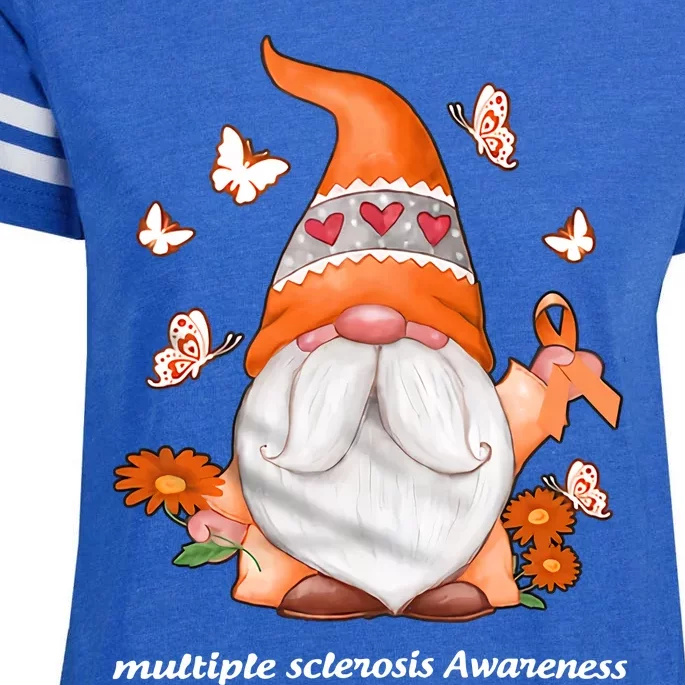 Gnome Multiple Sclerosis Awareness Orange Ribbon Gnome MS Warrior Enza Ladies Jersey Football T-Shirt