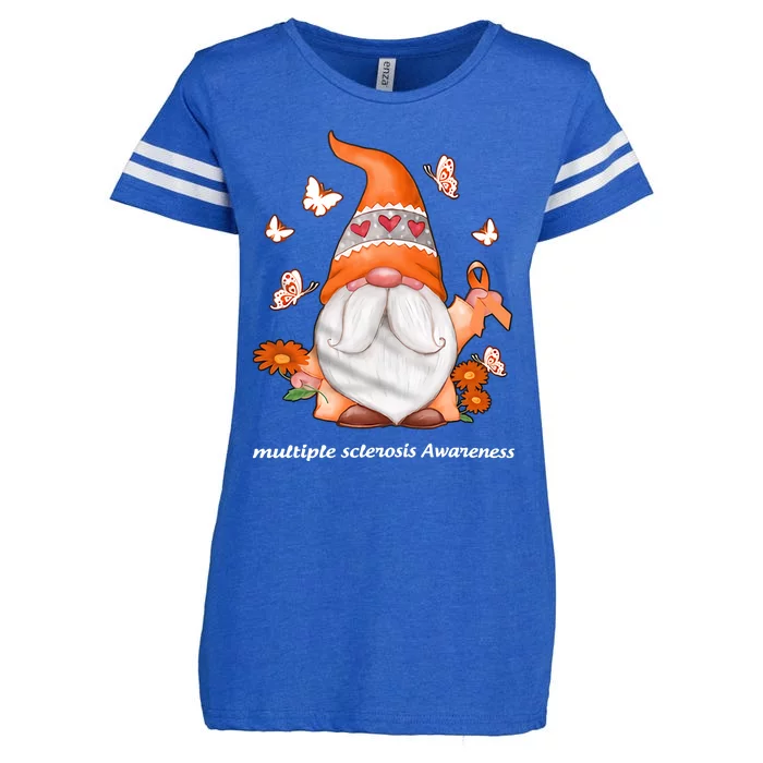 Gnome Multiple Sclerosis Awareness Orange Ribbon Gnome MS Warrior Enza Ladies Jersey Football T-Shirt