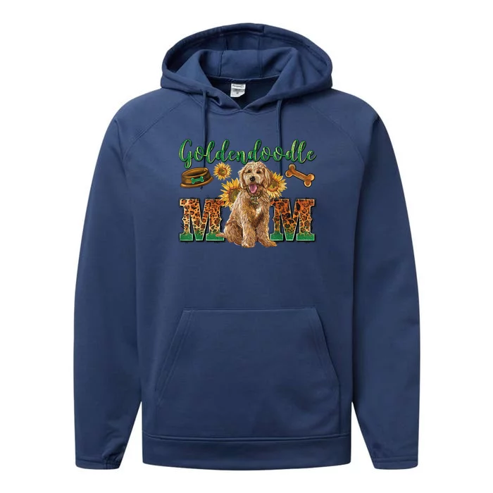 Goldendoodle Mom Sunflowers Goldendoodle Lovers Performance Fleece Hoodie